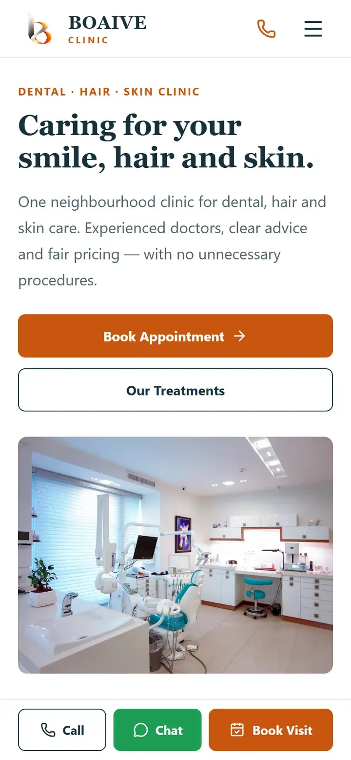 Clinic first screen on a phone