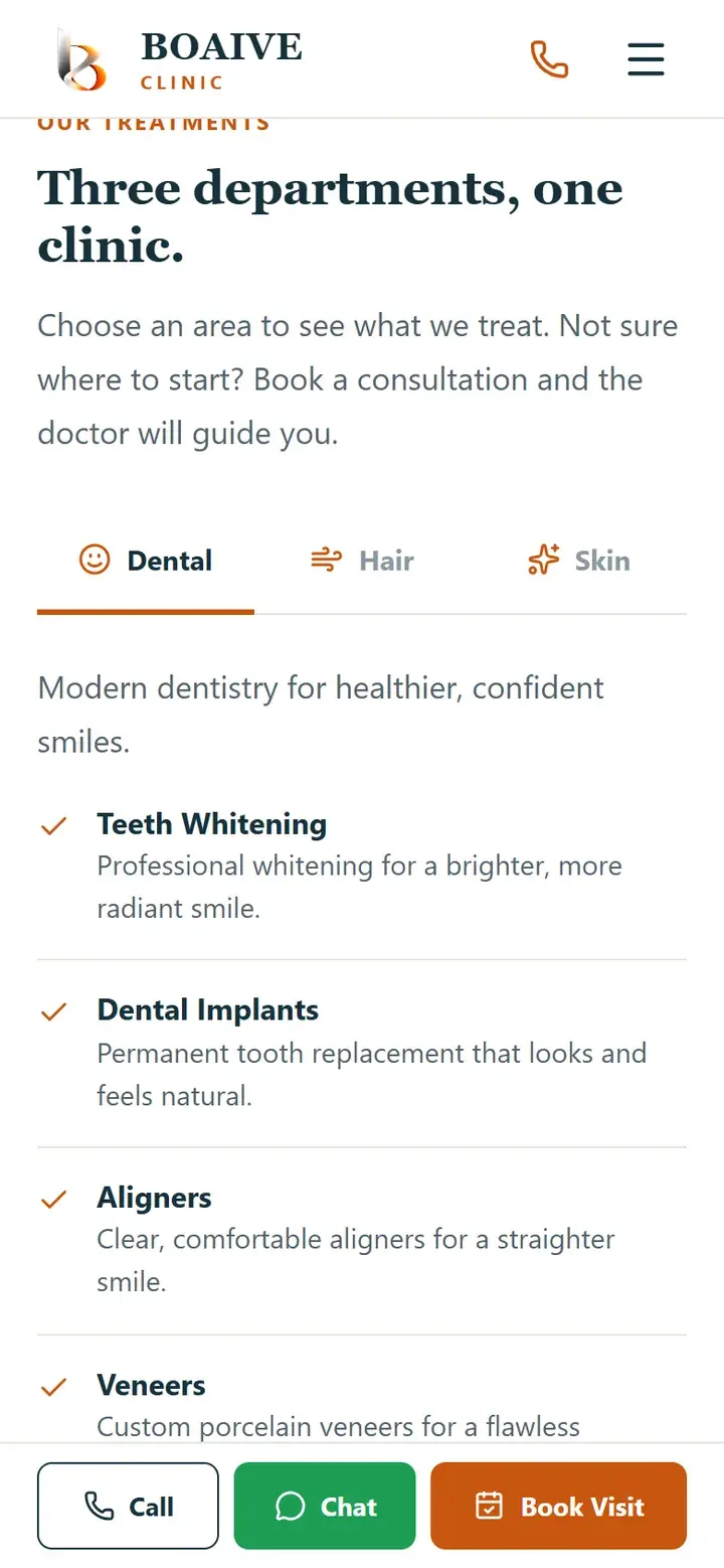 Clinic treatments on a phone