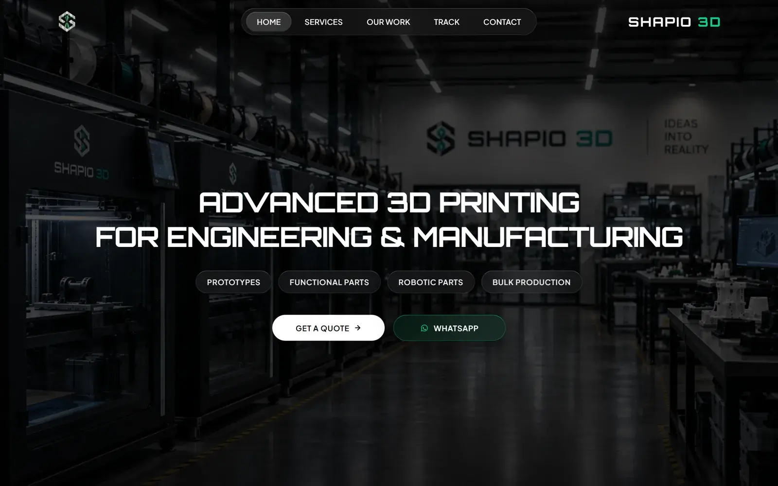 Shapio 3D — first screen on desktop