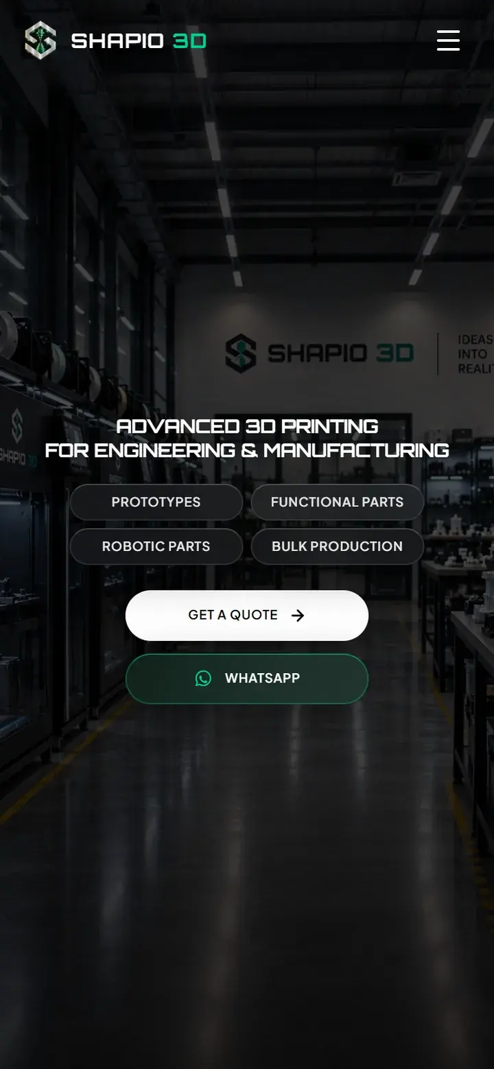 Shapio 3D first screen on a phone